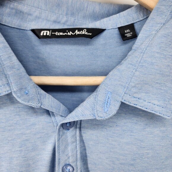 Travis Mathew Mens XXL Blue Polo Shirt Pima Cotton Polyester Blend - Picture 6 of 7